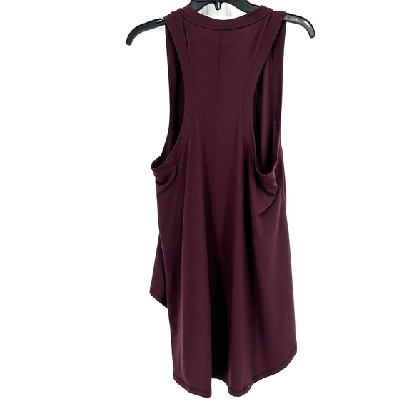 Athleta Essence Relaxed High Low Hem Tank Top Burgundy Racerback Size S - Picture 6 of 10